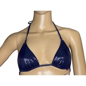 NEW L'Agent by Agent Provocateur Sevilla Triangle Bikini Top Navy Metallic Small